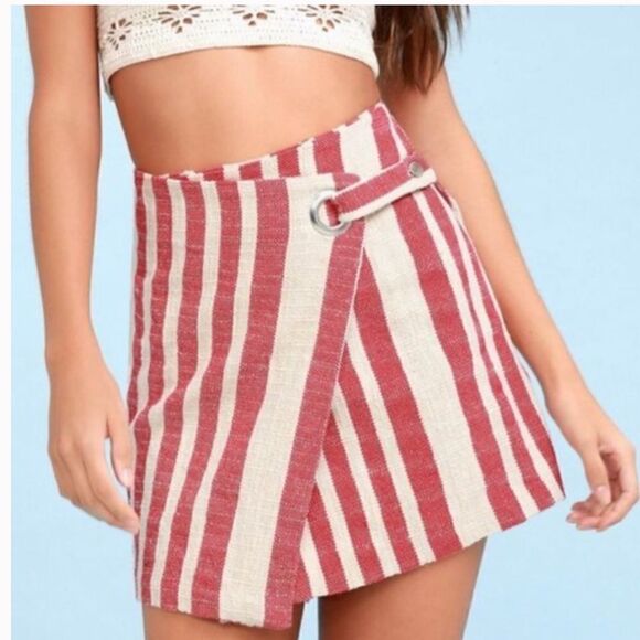 Free People It’s A Wrap Striped Mini Skirt Size Small - Picture 1 of 6